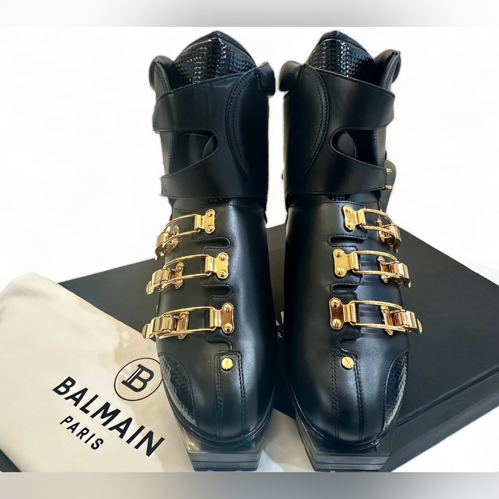 Balmain Volt Leather Boots, 44 EU, Black, NEW!
